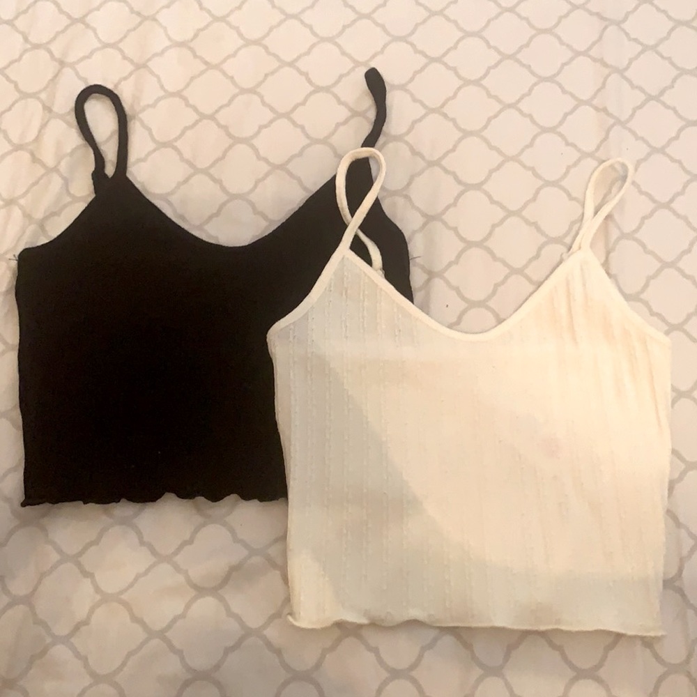 Black and White V-Neck Tanks